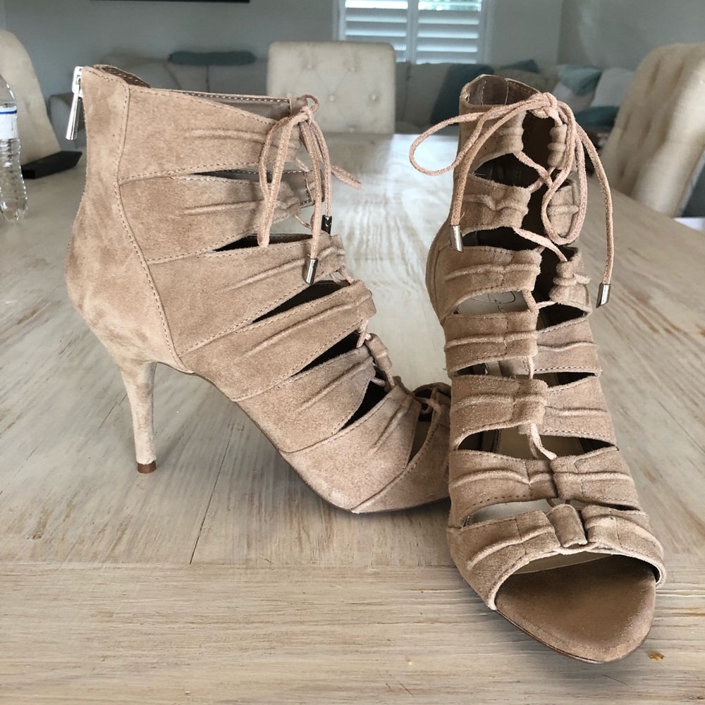 Jessica Simpson suede Lace up Heels 8.5